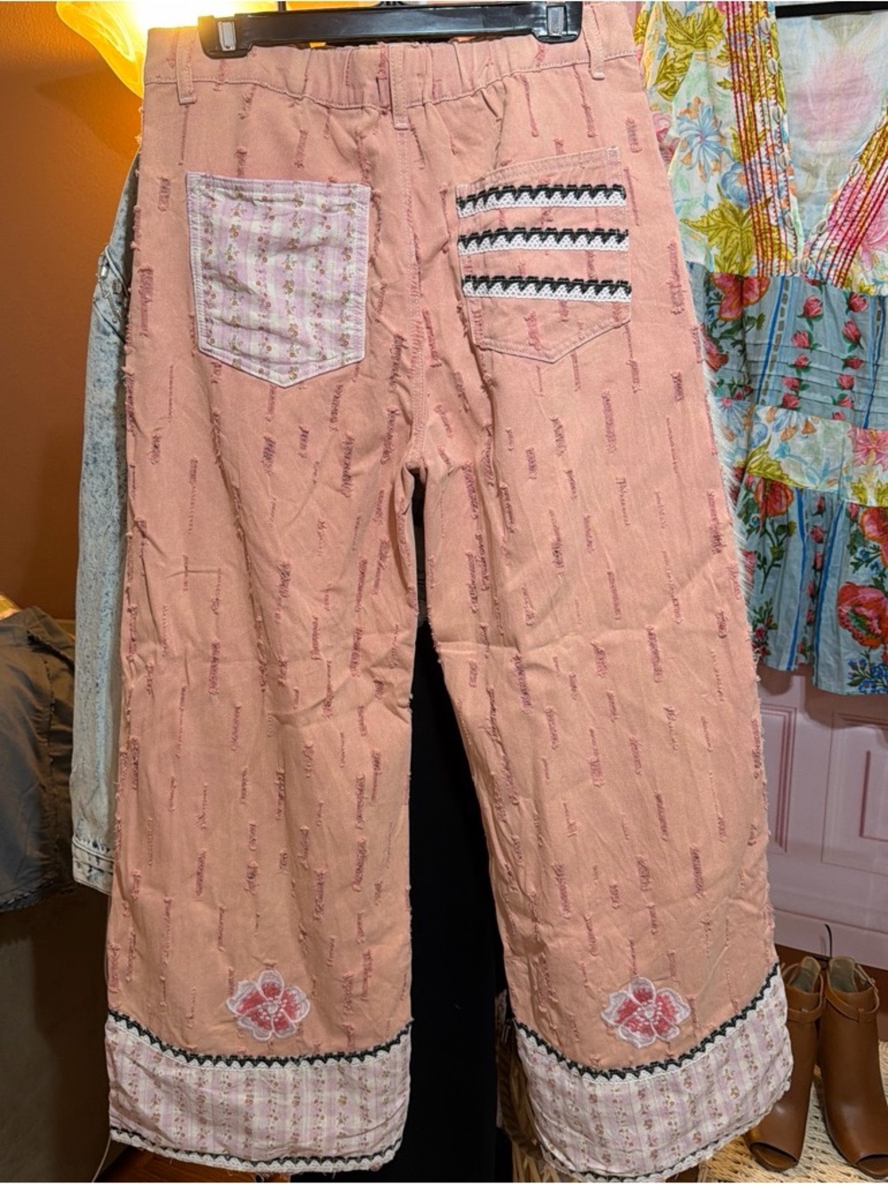 POL related pants with patchwork and destressing. - Picture 2 of 2